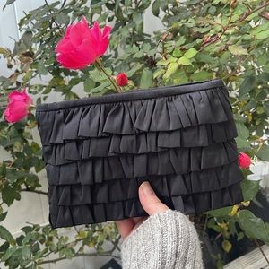 Black Ruffle Makeup Bag